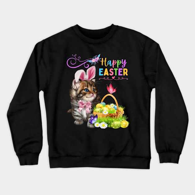 Happy Easter Kitten Crewneck Sweatshirt by Hypnotic Highs